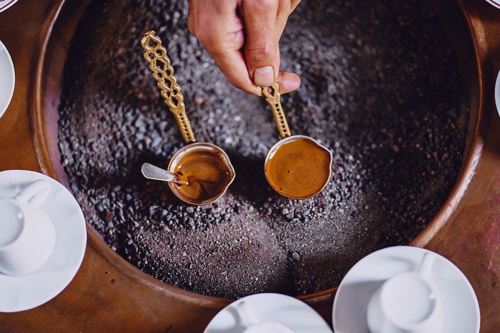 
morning with turkish coffee brewing